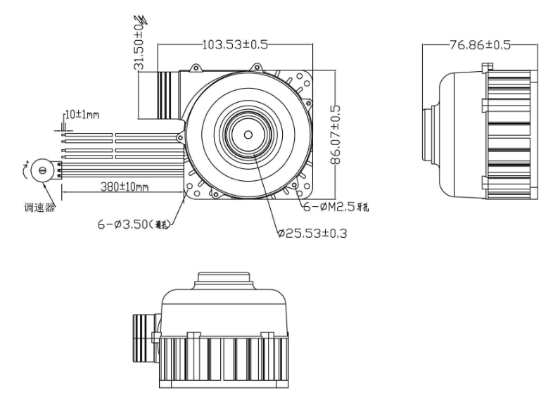 High pressure blower BA9080H24B-A-Integrated Mechanical Structure Diagram